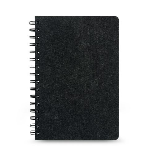 gris oscuro MISHIMA. Cuaderno A5 con tapa semidura de fieltro reciclado (100% rPET) con anillas y páginas rayadas