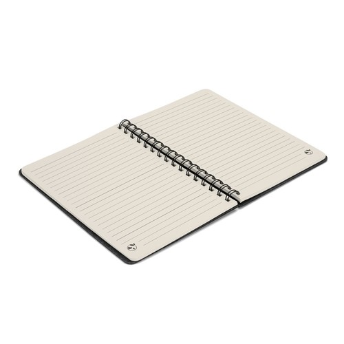 gris oscuro MISHIMA. Cuaderno A5 con tapa semidura de fieltro reciclado (100% rPET) con anillas y páginas rayadas