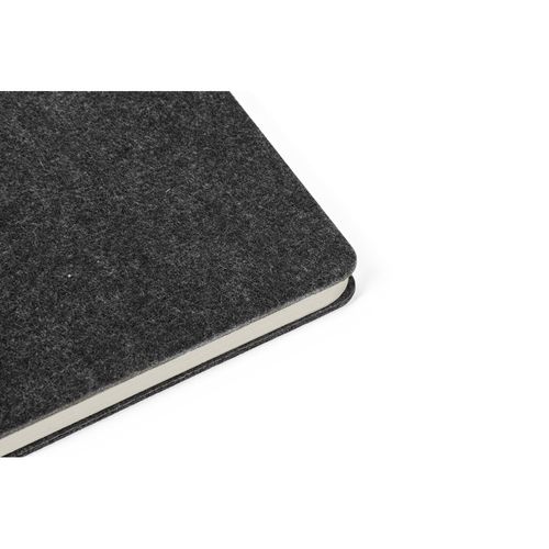 gris oscuro MISHIMA. Cuaderno A5 con tapa semidura de fieltro reciclado (100% rPET) con anillas y páginas rayadas
