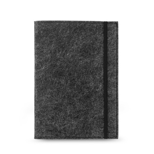 gris oscuro BALDWIN. Bloc de notas A5 con cubierta de fieltro reciclado (100% rPET) y páginas rayadas en papel 100% reciclado
