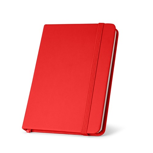red CAMPUS. Cuaderno A5 de tapa dura en PU (35% reciclado) con páginas rayadas 100% reciclado