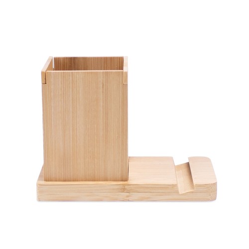 natural ERWIN. Juego de escritorio con soporte para móvil y vaso