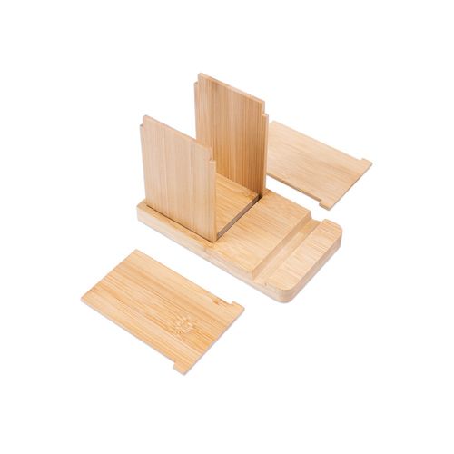 natural ERWIN. Juego de escritorio con soporte para móvil y vaso