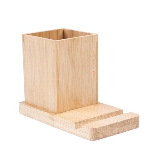 natural ERWIN. Juego de escritorio con soporte para móvil y vaso