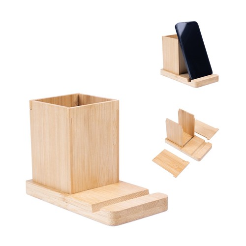 ERWIN. Juego de escritorio con soporte para móvil y vaso, Merchandising, artículos personalizados para tu promoción de marca