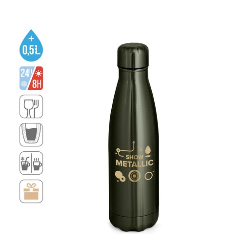SHOW METALLIC. BOTELLA DE ACERO INOXIDABLE CON ACABADO METALIZADO MATE 510 ML