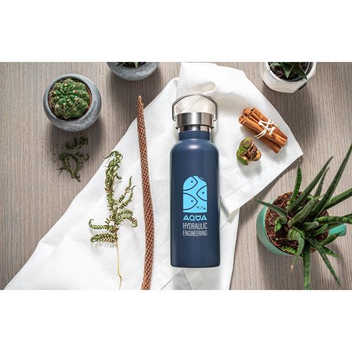 azul marino DUPLANTIS. Botella de acero inoxidable (36% reciclado) con aislamiento al vacío de 810 mL