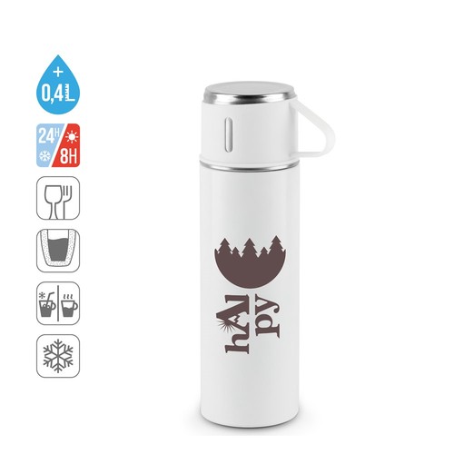 COMANECI. BOTELLA DE ACERO INOXIDABLE DE DOBLE PARED (90% RECICLADO) CON ACABADO MATE 490 ML