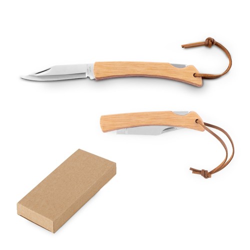 RANGER. Navaja de afeitar con hoja de acero inoxidable y mango de bambú, Merchandising, artículos personalizados para tu promoción de marca