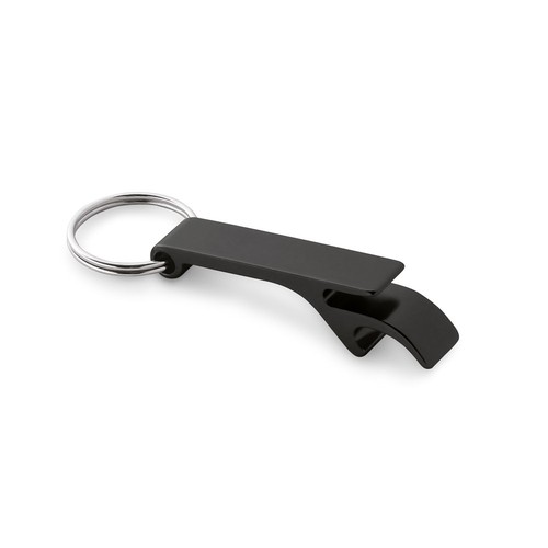 black RE-BAITT. Llavero con abridor de chapas de aluminio reciclado (100% rAL)