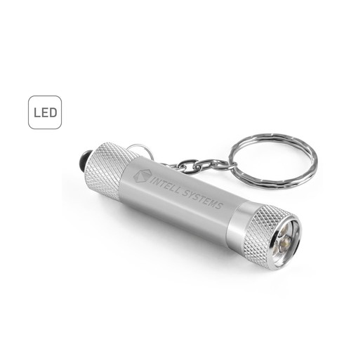 RE-LERGAN. LLAVERO DE ALUMINIO (92% RECICLADO) CON LINTERNA LED DE 3 POSICIONES