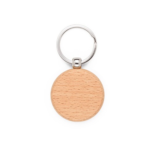 natural STEWIE ROUND. Llavero redondo de madera de haya