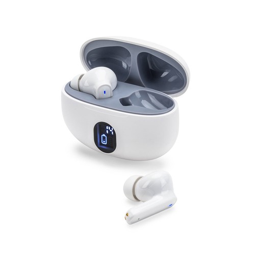 white CAETANO. Auriculares inalámbricos con 4 horas de autonomía en ABS reciclado (100% rABS)