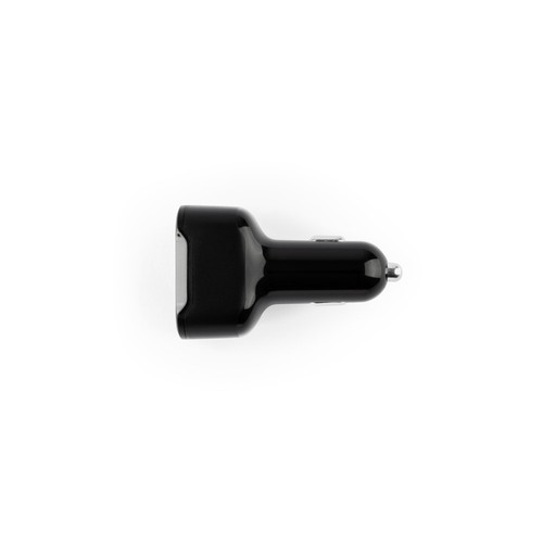 black DIRAC. Adaptador para mechero con puerto USB-A de 18 W y USB-C de 20 W en ABS reciclado (100 % rABS)