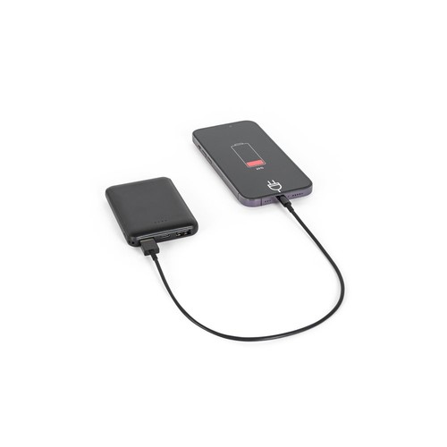 black LEAKEY 5. Batería externa de 5'000 mAh en ABS reciclado (100% rABS)
