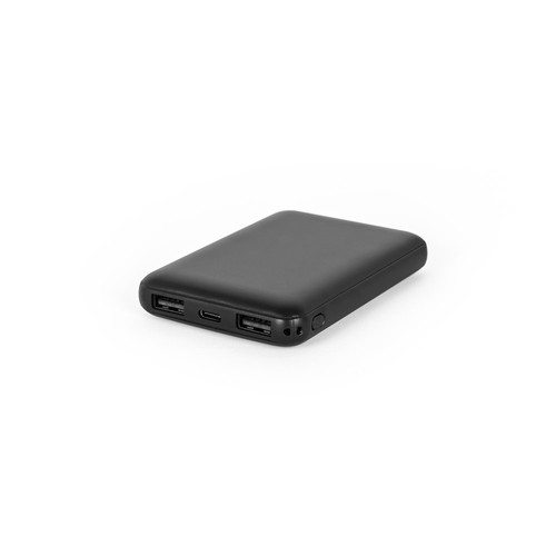 black LEAKEY 5. Batería externa de 5'000 mAh en ABS reciclado (100% rABS)