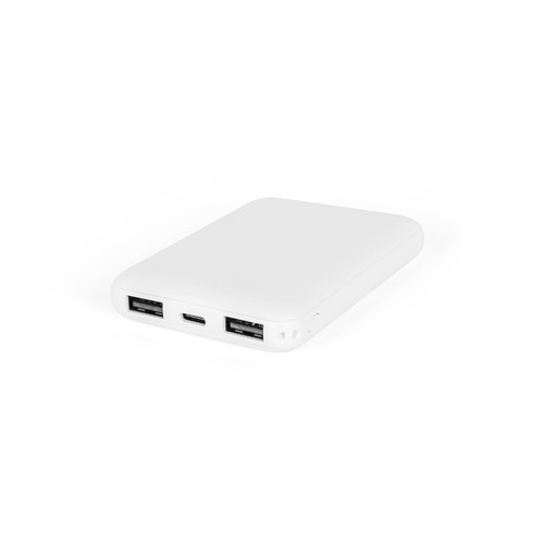 white LEAKEY 5. Batería externa de 5'000 mAh en ABS reciclado (100% rABS)
