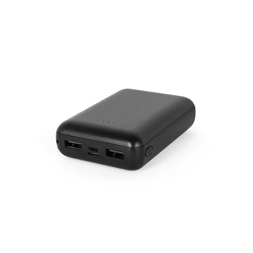black LEAKEY 10. Batería externa de 10'000 mAh en ABS reciclado (100% rABS