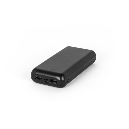 black LEAKEY 20. Batería externa de 20'000 mAh en ABS reciclado (100% rABS)