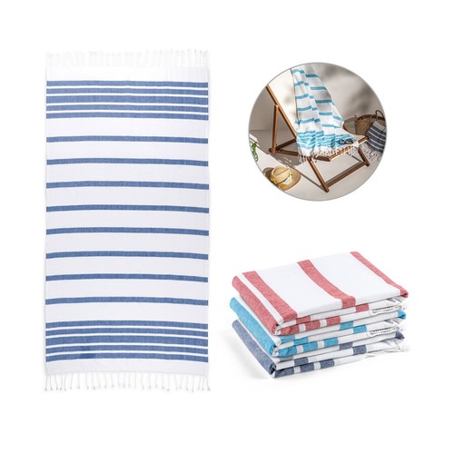 SARDENHA. Serviette de plage en coton (70% recyclé) et polyester (30% recyclé) (180 g/m²), RIONDET SERIPUB, EYBENS