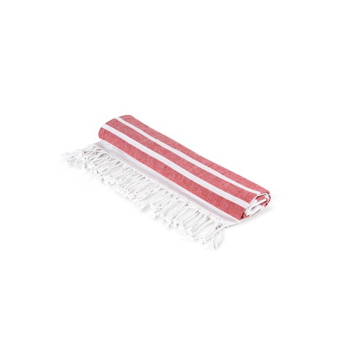 red SARDENHA. Toalla de playa de algodón (70% reciclado) y poliéster (30% reciclado) (180 g/m²)