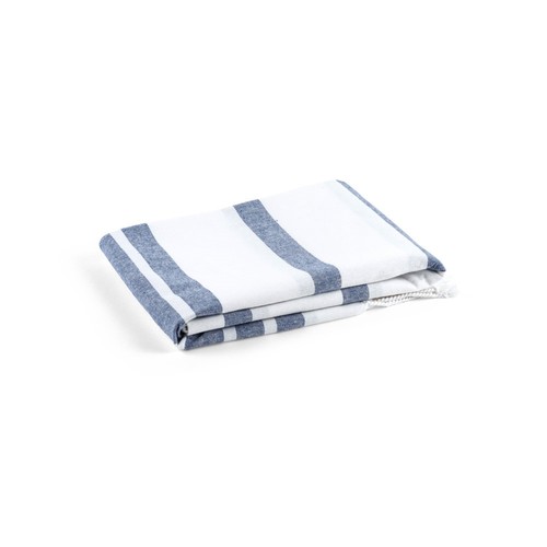 azul marino SARDENHA. Toalla de playa de algodón (70% reciclado) y poliéster (30% reciclado) (180 g/m²)