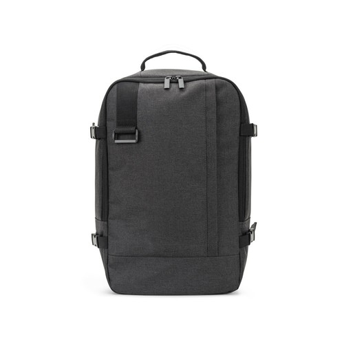 gris oscuro CIES. Mochila que cumple con las medidas exigidas por las compañías aéreas, fabricada en poliéster reciclado 600D de alta densidad