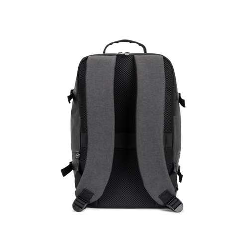 gris oscuro CIES. Mochila que cumple con las medidas exigidas por las compañías aéreas, fabricada en poliéster reciclado 600D de alta densidad