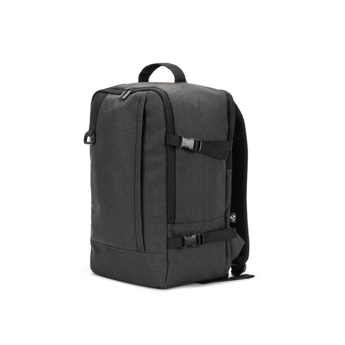 gris oscuro CIES. Mochila que cumple con las medidas exigidas por las compañías aéreas, fabricada en poliéster reciclado 600D de alta densidad