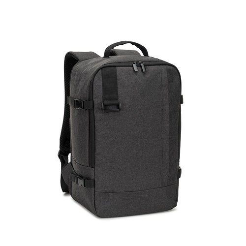 gris oscuro CIES. Mochila que cumple con las medidas exigidas por las compañías aéreas, fabricada en poliéster reciclado 600D de alta densidad