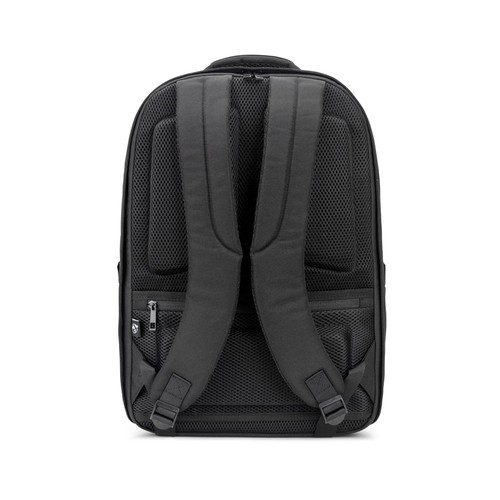 black YANGON BPACK. Mochila antirrobo, en sarga con revestimiento hidrófugo y poliéster reciclado 600D, para portátil de 17.3