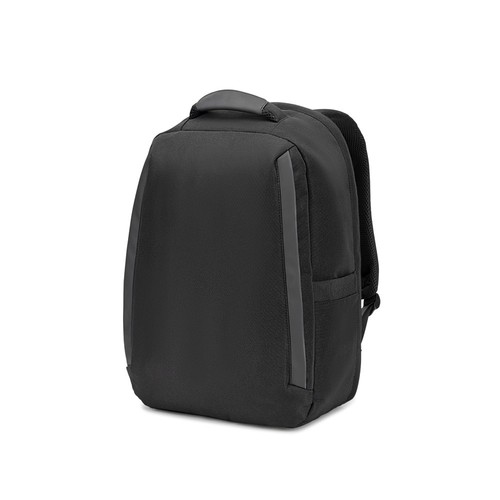 black YANGON BPACK. Mochila antirrobo, en sarga con revestimiento hidrófugo y poliéster reciclado 600D, para portátil de 17.3