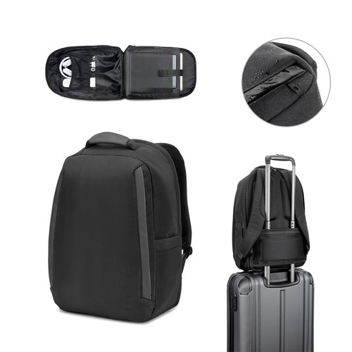 YANGON BPACK. Mochila antirrobo, en sarga con revestimiento hidrófugo y poliéster reciclado 600D, para portátil de 17.3", Merchandising, artículos personalizados para tu promoción de marca