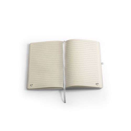 white ANNE SUB. Libreta A5 de poliéster reciclado (100% rPET) 300D, ideal para personalizar por sublimación