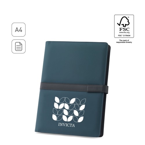 SANDERSON FOLDER. CARPETA A4 DE PU (50% RECICLADA) CON CIERRE MAGNÉTICO Y BLOC DE NOTAS CON PÁGINAS RAYADAS