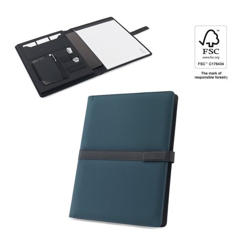 SANDERSON FOLDER. Chemise A4 en PU (50% recyclé) avec fermeture magnétique et bloc-notes avec pages lignées - 1