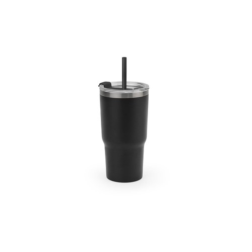 black JOYNER M. Vaso de viaje compacto de acero inoxidable (91 % reciclado) con aislamiento al vacío de doble pared y acabado mate de 600 ml
