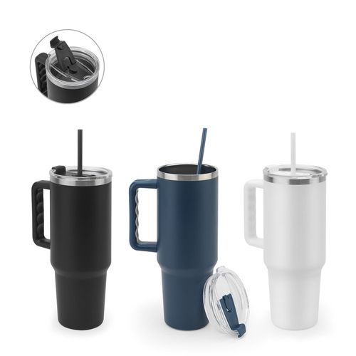 JOYNER XL. Grand gobelet de voyage en acier inoxydable (91% recyclé) avec double paroi isolée sous vide et finition mate 1300 mL - 1