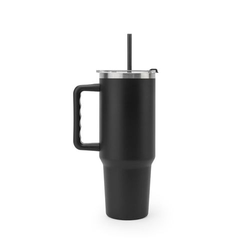 JOYNER XL. Vaso de viaje grande de acero inoxidable (91 % reciclado) con aislamiento al vacío de doble pared y acabado mate de 1300 ml
