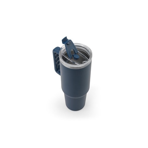 azul marino JOYNER XL. Vaso de viaje grande de acero inoxidable (91 % reciclado) con aislamiento al vacío de doble pared y acabado mate de 1300 ml