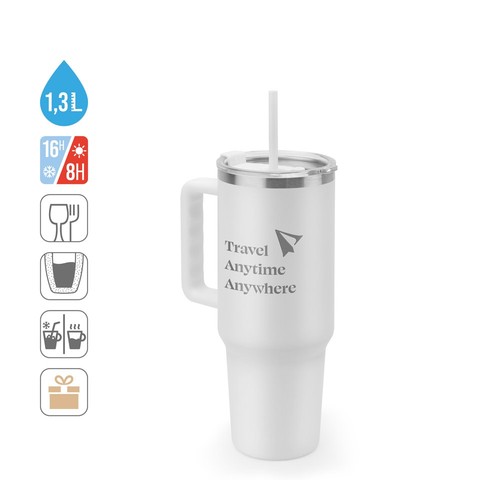 JOYNER XL. VASO DE VIAJE GRANDE DE ACERO INOXIDABLE (91 % RECICLADO) CON AISLAMIENTO AL VACÍO DE DOBLE PARED Y ACABADO MATE DE 1300 ML