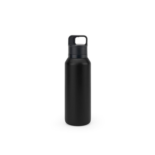 black NICKLAUS. Botella de acero inoxidable (91 % reciclado) con aislamiento al vacío de doble pared de 590 ml