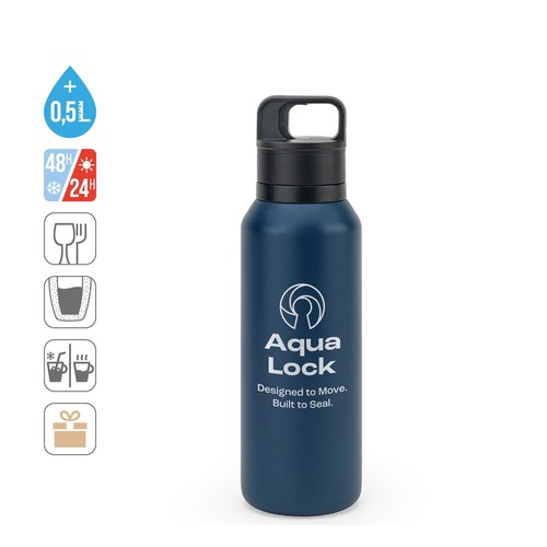 NICKLAUS. BOTELLA DE ACERO INOXIDABLE (91 % RECICLADO) CON AISLAMIENTO AL VACÍO DE DOBLE PARED DE 590 ML