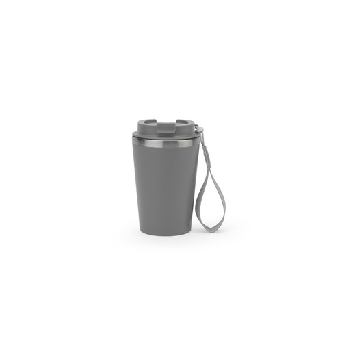 gray SPITZ. Vaso de viaje de acero inoxidable (90 % reciclado) y pared exterior de PP, con acabado mate 440 ml
