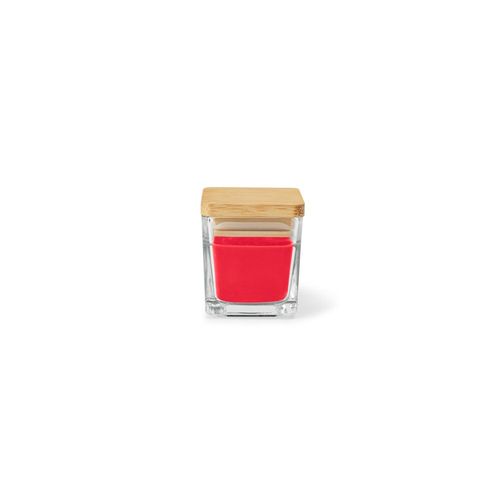 red ESSENCE. Vela perfumada de 50 g en vaso de cristal con tapa de bambú