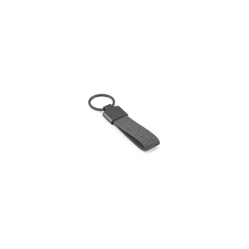 gris oscuro RAVEN. Llavero rectangular de metal y PET reciclado (30 % reciclado)