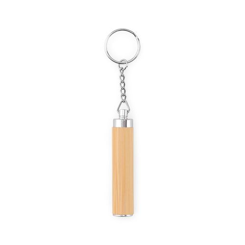 natural RACHEL. Bamboo and ABS key ring with LED torch