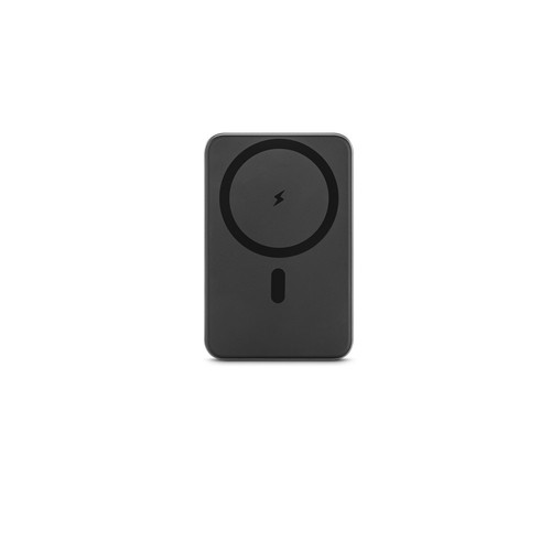 gris oscuro WARSHEL 5. Batería externa magnética de 5000 mAh con cargador inalámbrico ultrarrápido de 15 W en ABS reciclado (100 % rABS) y soporte