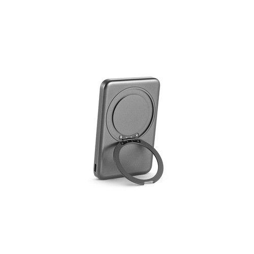 gris oscuro WARSHEL 5. Batería externa magnética de 5000 mAh con cargador inalámbrico ultrarrápido de 15 W en ABS reciclado (100 % rABS) y soporte
