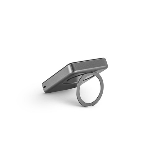 gris oscuro WARSHEL 10. Batería externa magnética de 10 000 mAh con cargador inalámbrico ultrarrápido de 15 W en ABS reciclado (100 % rABS) y soporte